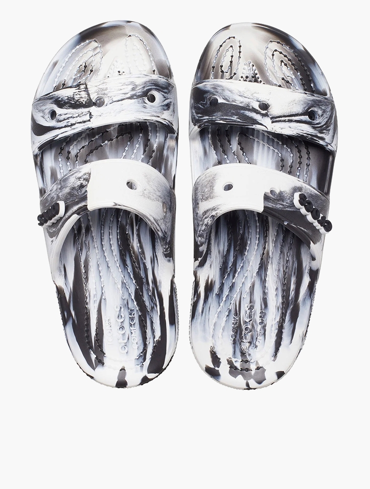 Marble crocs discount black and white